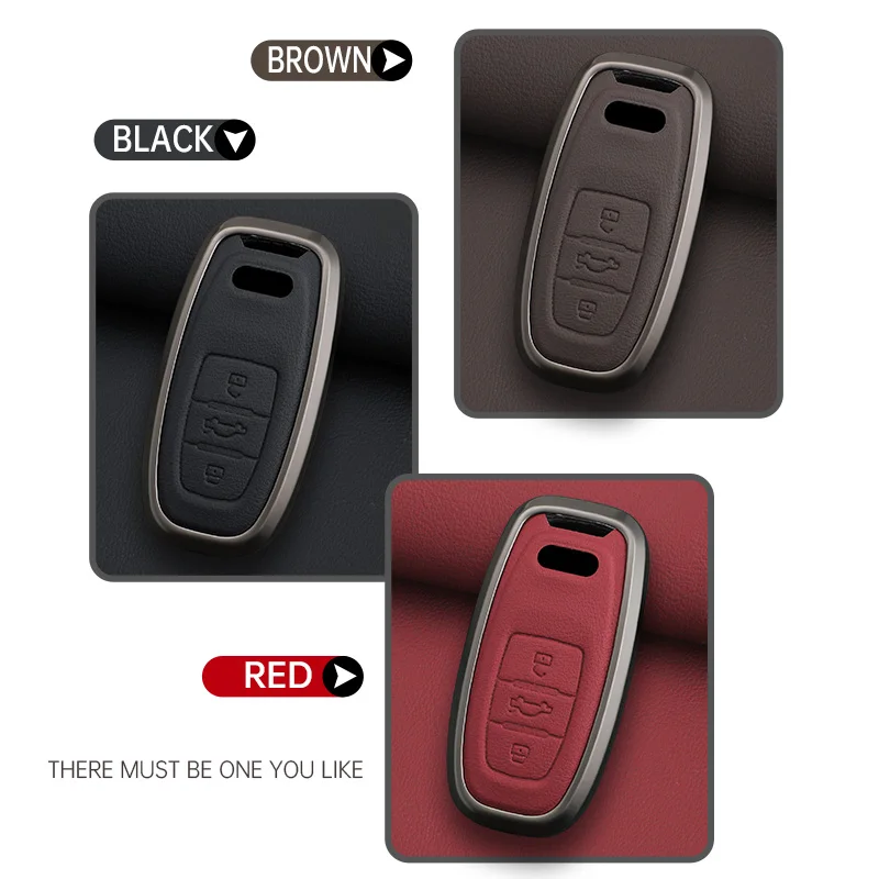 Zinc Alloy Leather Car Remote Key Case Cover Key Case Car Key Shell Audi A1 A3 8P A4 A5 A6 C7 A7 S3 S7 S8 R8 Q2 Q3 Q5 Q7 Q8 SQ5 TT RS3 RS6 Keychain