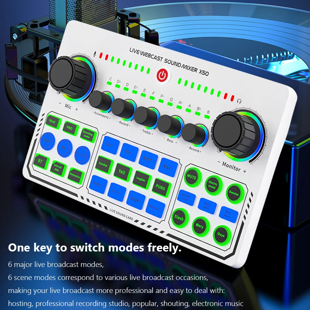 LIVE WEBCAST SOUND MIXER X50 セット X50 Live Sound Card with RGB Wireless Professional Mixer Sound