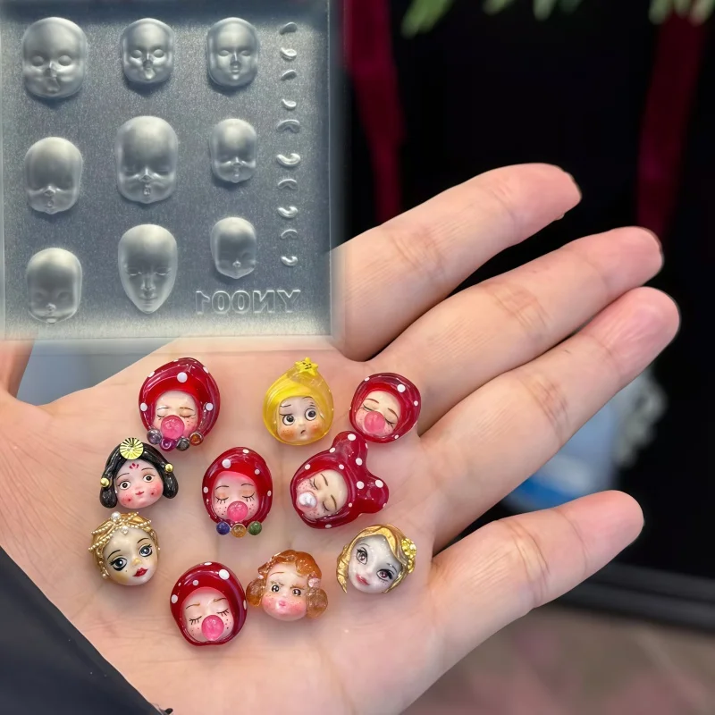 귀여운 얼굴 인형 머리 3D 모델 네일 아트 액세서리 DIY 우아한 투명 네일 몰드 (뷰티 및 패션 애호가용)