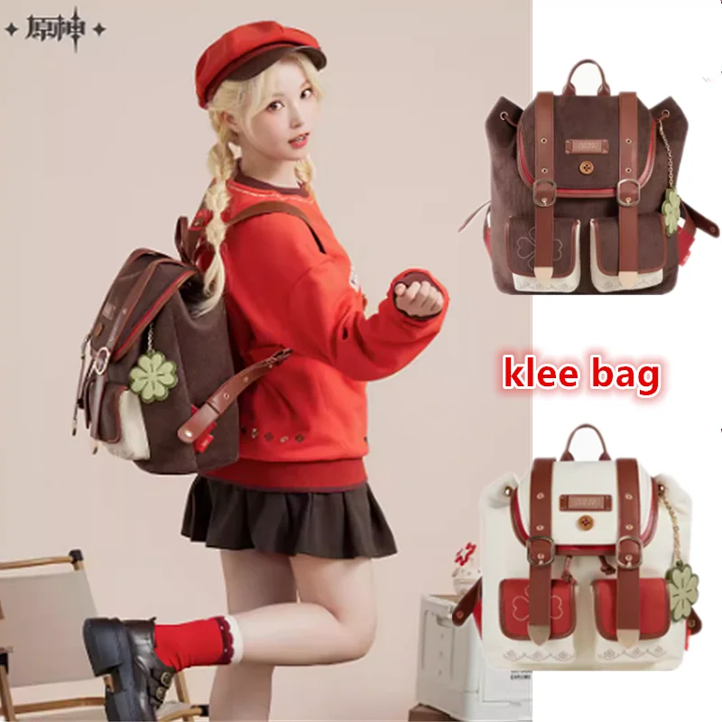 

Игровой рюкзак Genshin Impact Klee с Dodoco Spark Knight, симпатичная сумка на плечо, рюкзак Klee, плюшевая кукла, подвеска, аксессуары, реквизит