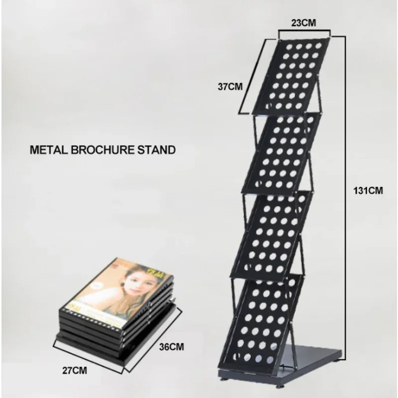 DD A4x4/6 Portable Metal Brochure Holder Zigzag Literature Stand Black Counter Brochure Holder Iron Display Rack at High Quality