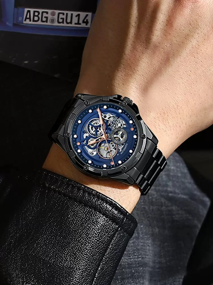 AILANG Orologio meccanico automatico da uomo di lusso con tourbillon, nuovo di zecca, orologio da polso da uomo in acciaio inossidabile impermeabile_voghion.com