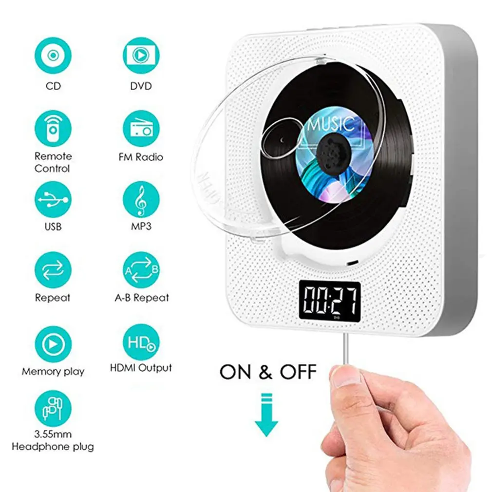 BT настенный DVD / CD плеер с Bluetooth дистанционным управлением стерео FM-радио HiFi