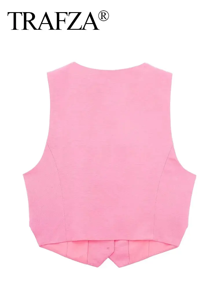 HH Women Elegant Solid Vests Slit Single Breasted Sleeveless Waistcoat Slim Cropped Top Summer Fashion Streetwear Vest