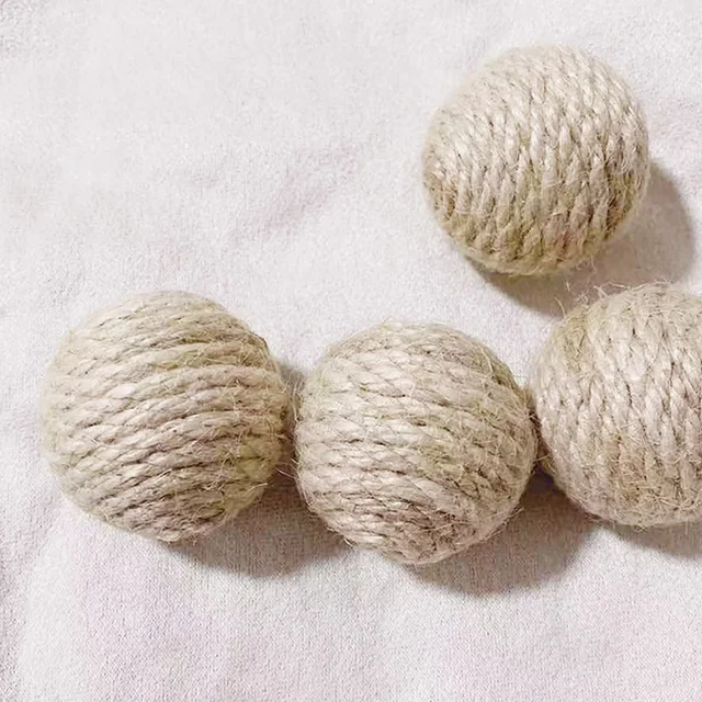 1/5/10PCS Cats Sounding Ball Interactive Handmade Sisal Cat Scratching Ball Make Sounds Cat Toy Home Kitten Ball Toys 4