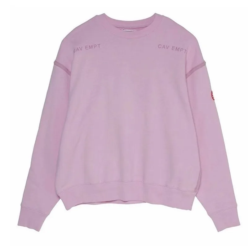 CAVEMPT CE CAV EMPT 20SS Washing C.E Pink Ghost Hand Pasting Cloth Round  Neck Long Sleeve Men's And Women's Sweater