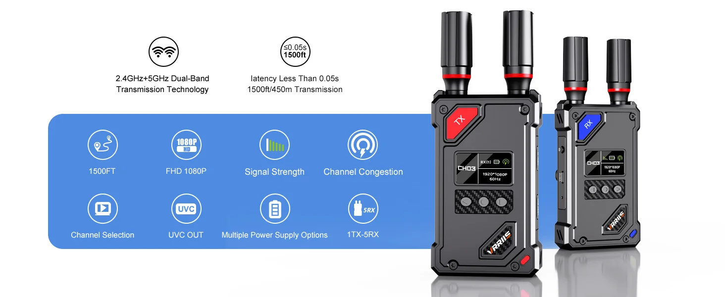 450M Wireless Transmitter and Receiver Video Transmitter 1080P HDMI Extender 20