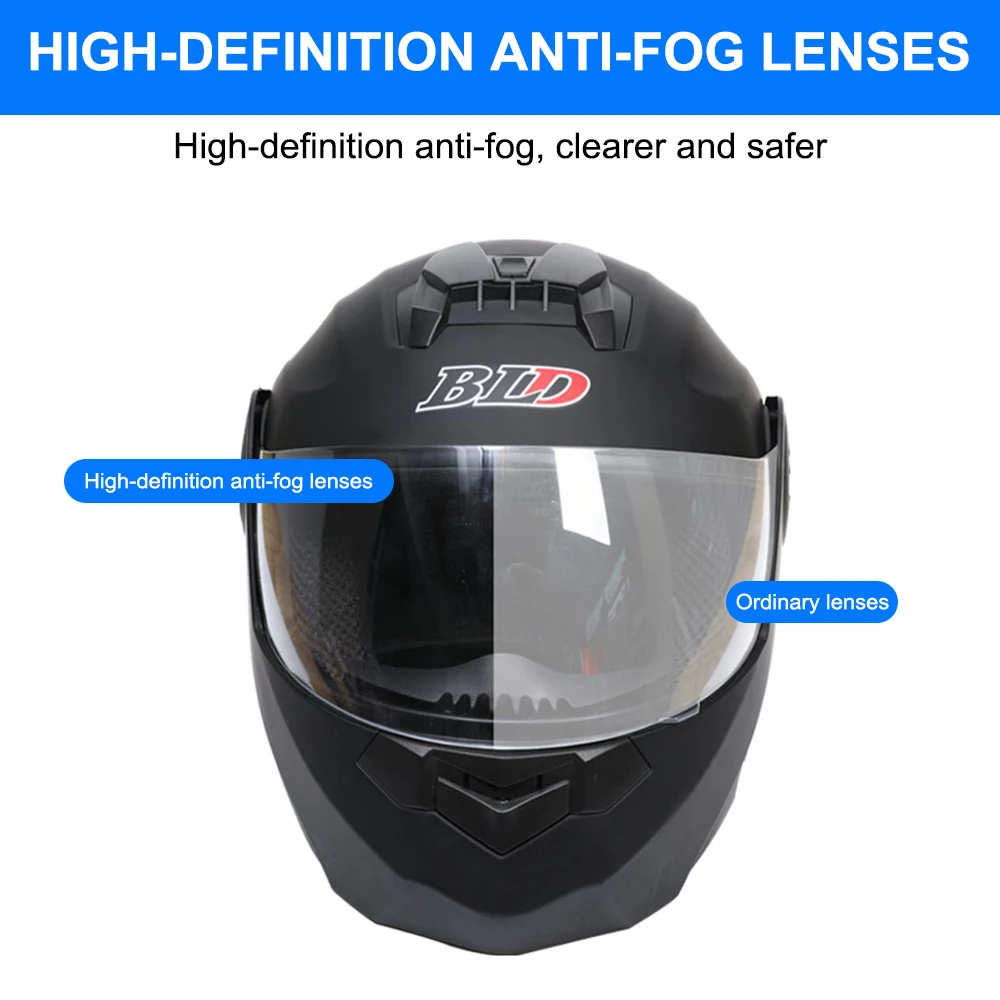 Schwarze Dual-Lens-Klapphelme für Motocross-Rennen, modulare Helme für Motorradfahrer, modische Integralhelme für Männer und Frauen. – Detail 3