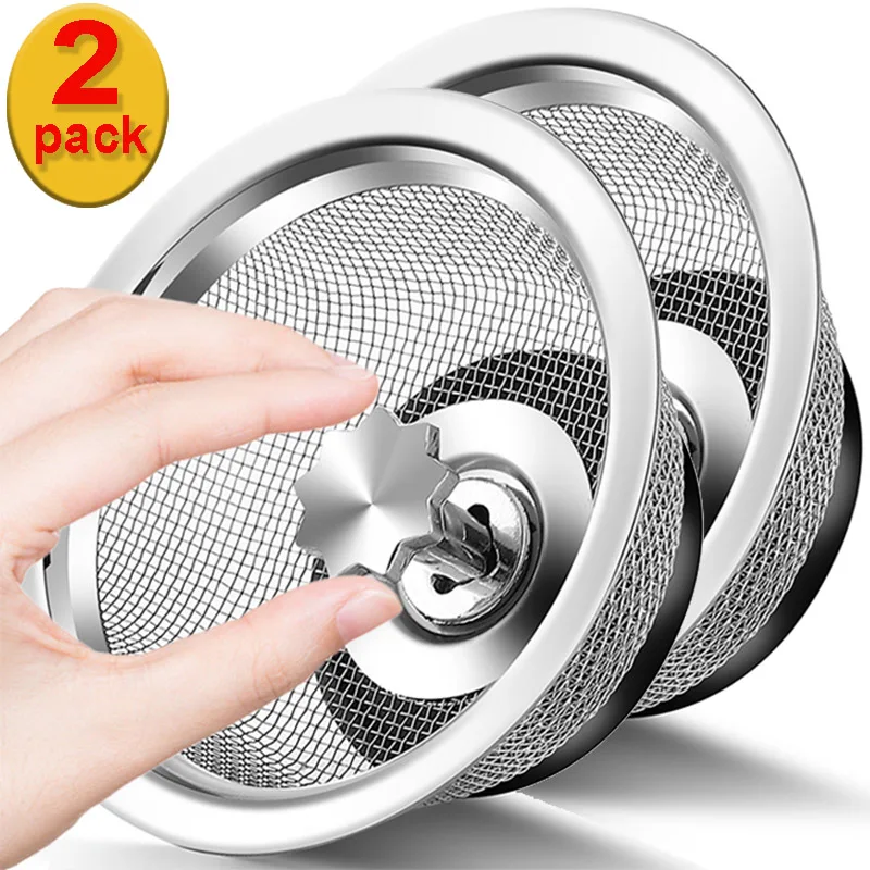 Kitchen Sink Strainer with Handle & Stopper Replacement Sink Drain Basket Stainless Steel Mesh Filter Strainers Waste Hole Trap kitchen sink strainers with handle stainless steel sink sewer drain basket waste plug filter mesh strainer bathroom floor drains