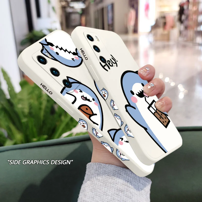 Adorable Shark Liquid Silicone Phone Case - Stylish & Durable Cover