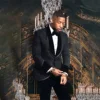 Fashion Jacquad Men Suits Wedding Groom Tuxedo Slim Fit Formal Business Blazer Banquet 2 Piece Customized Blazer Masculino 1