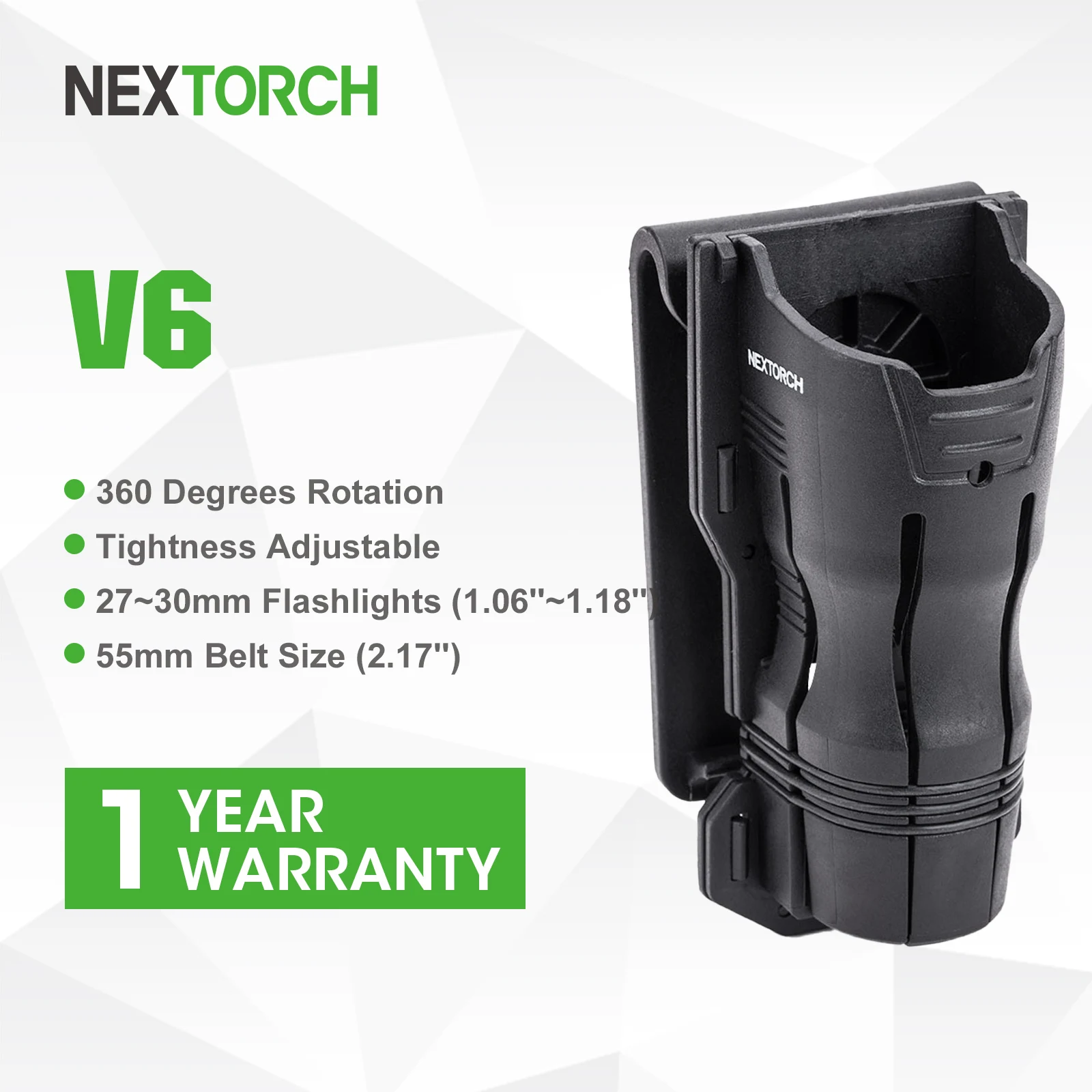 Nextorch Tactical Flashlight Holster Holder with Lever Side Lock System Durable 360° Rotation Torch Pouch for 1.06