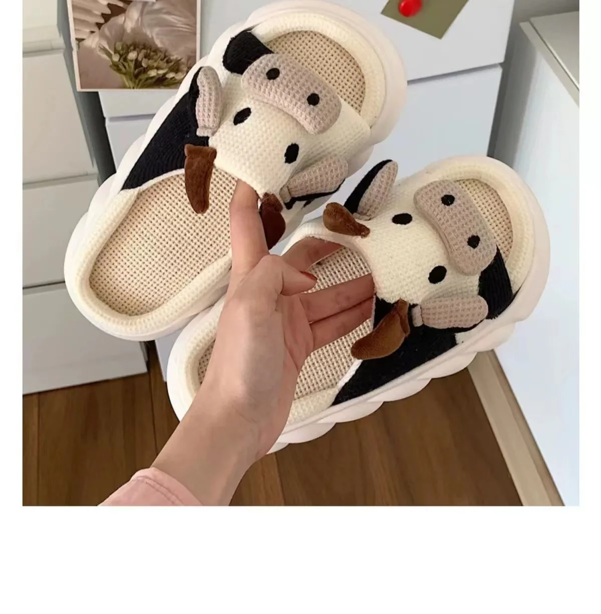 Comwarm Leinen-Hausschuhe für Damen, rutschfeste EVA-Sohle, leichte Home-Slides, weiche Sohle, Indoor-Slides, Freizeit-Plattform, Damen-Hausschuhe – Detail 5