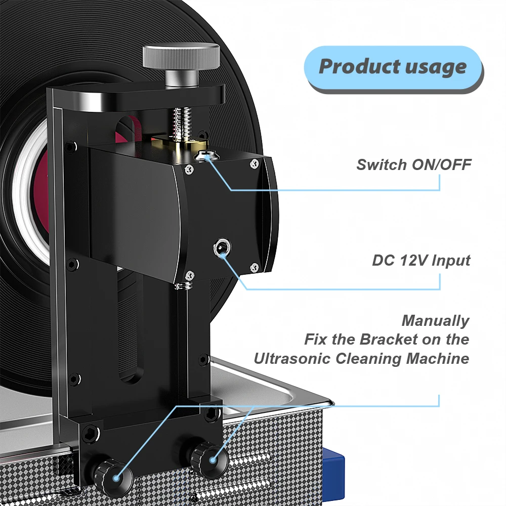 CGOLDENWALL nettoyeur à ultrasons pour disques vinyle 6L 180W minuterie  30min rotative automatique pour enregistrement CE 7inch/12inch sans dommage  (machine+support) : : High-Tech