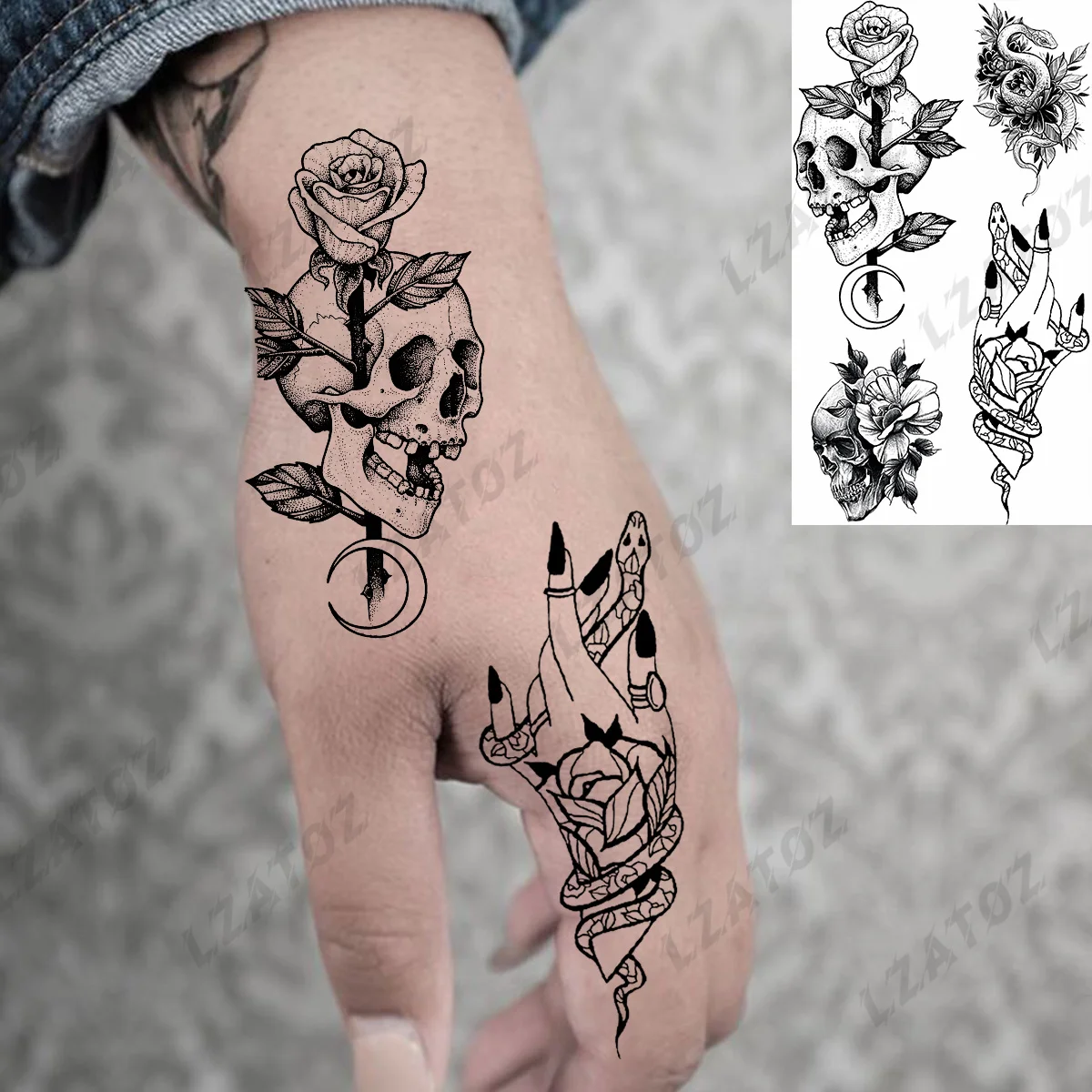 Tatuagem Temporária Tattoo Perfeita Flor Rosa Na Mão Homens