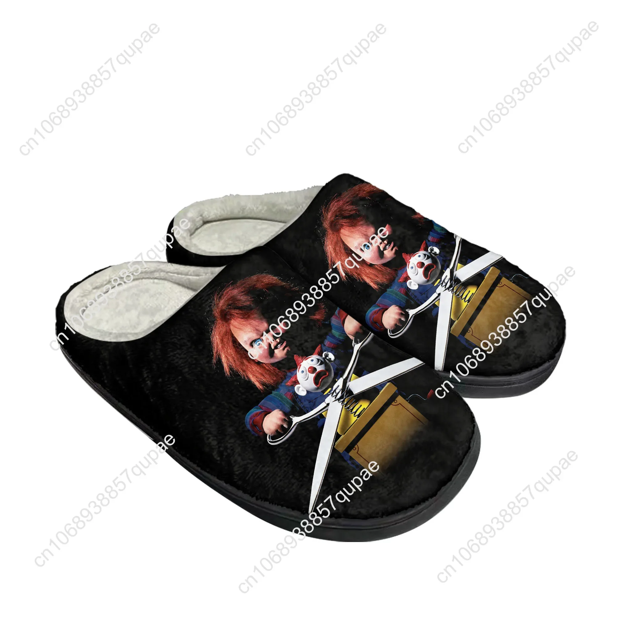 Horror Childs Play Chucky Home Cotton Custom Slippers Mens Womens Sandals Plush Casual Keep Warm Shoes Couple Thermal Slipper