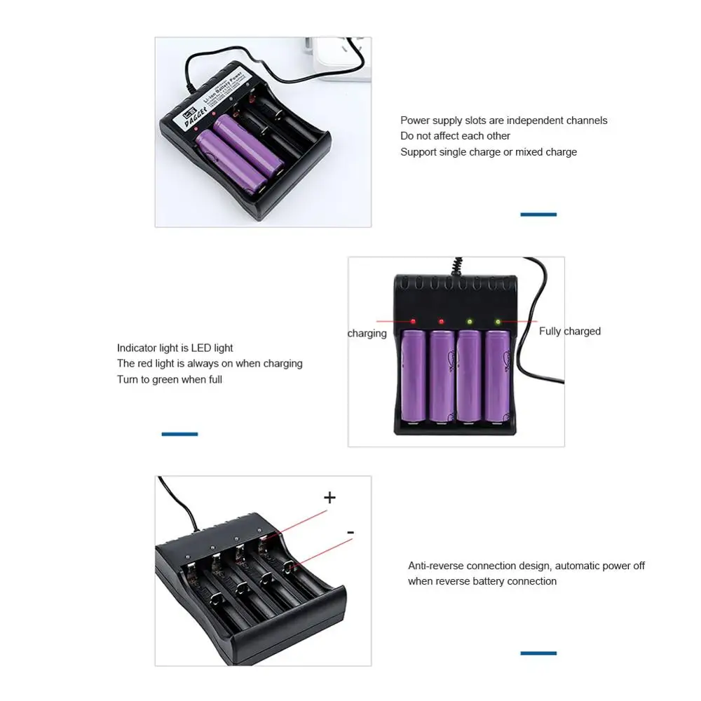 Universal USB Battery Charger 4 Slots Fast Charging Protection Rechargeable for 18650 14500 23500 Smart Lithium Battery Charger charger adapter battery charger fast charger battery charger adapter