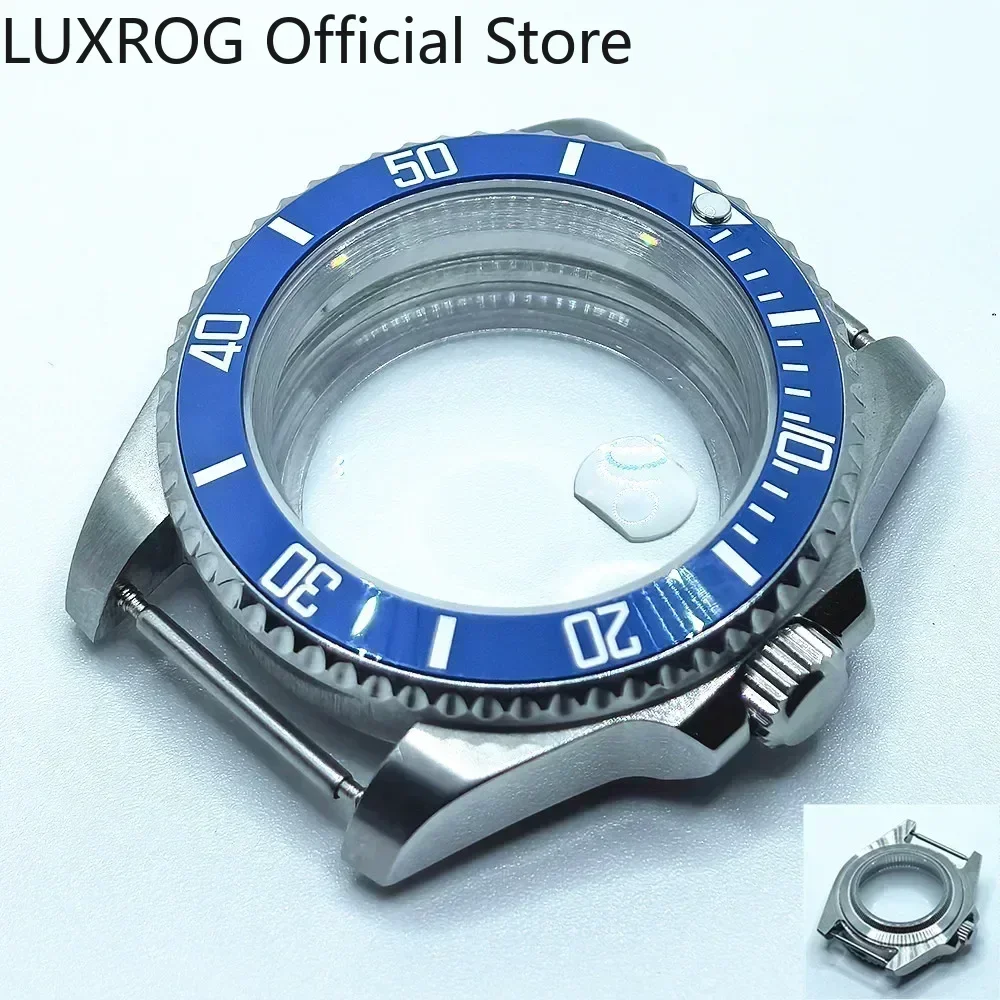 Stainless Steel 40MM Black Blue Ceramic Insert Watch Case