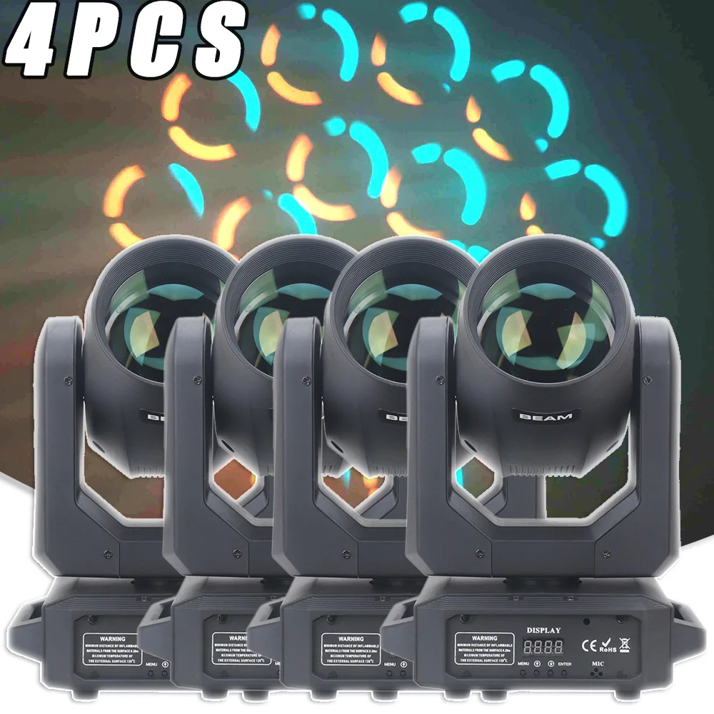 4Pcs Beam 200W High Bright Gobo Moving Head Half Color Stage Lighting 18 Prismi Rainbow Dj Wedding Party Disco Concert Park Lamp