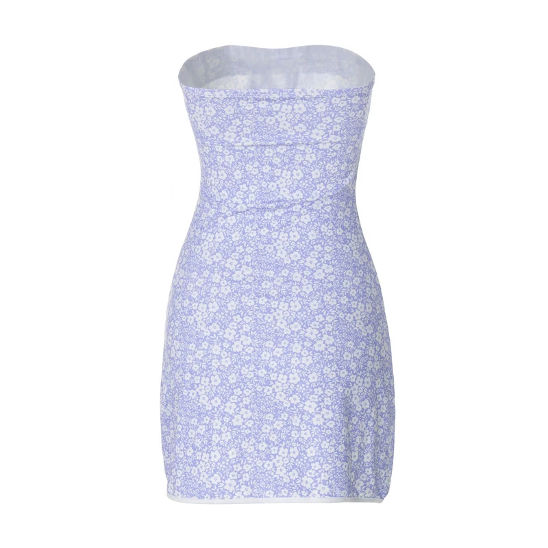 Vestido tubo floral para mujer, ropa Fairycore, sin tirantes, hombros descubiertos, sin mangas, ajustado, para salir y fiestas.