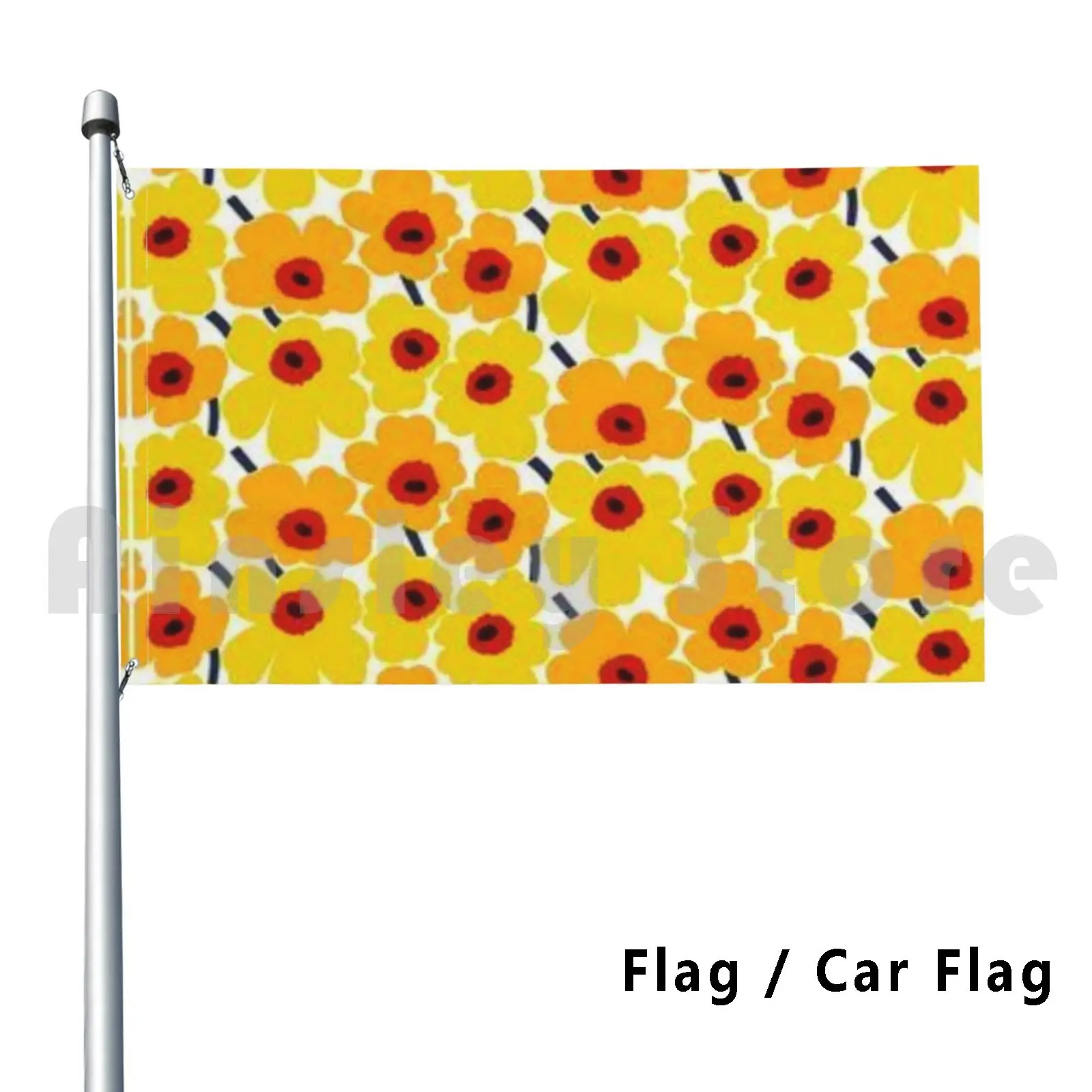 Floral Design Outdoor Decor Flag Car Flag Lokki White Scandinavian Scandi Sweden Swedish