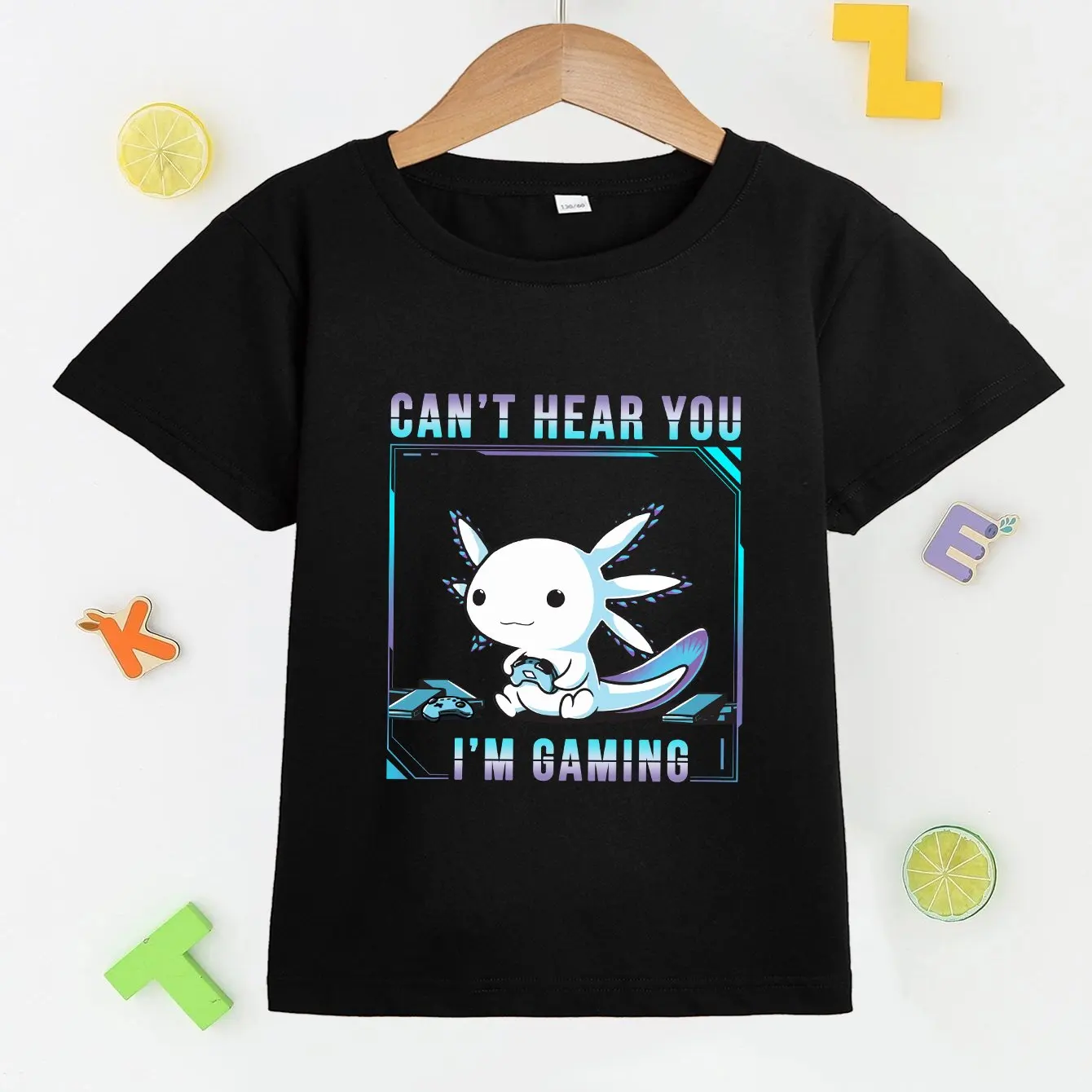 Cute Axolotl Print T Shirt, Tees For Kids Boys, Casual Short Sleeve T-shirtFor Summer Spring Fall, Tops As Gifts 3