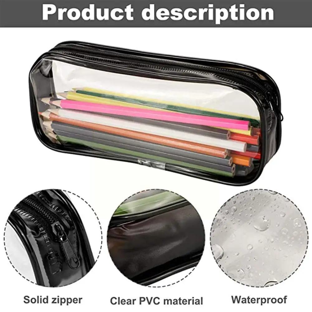 Source Cute transparent custom wholesale PVC black zipper pencil case for  girls on m.