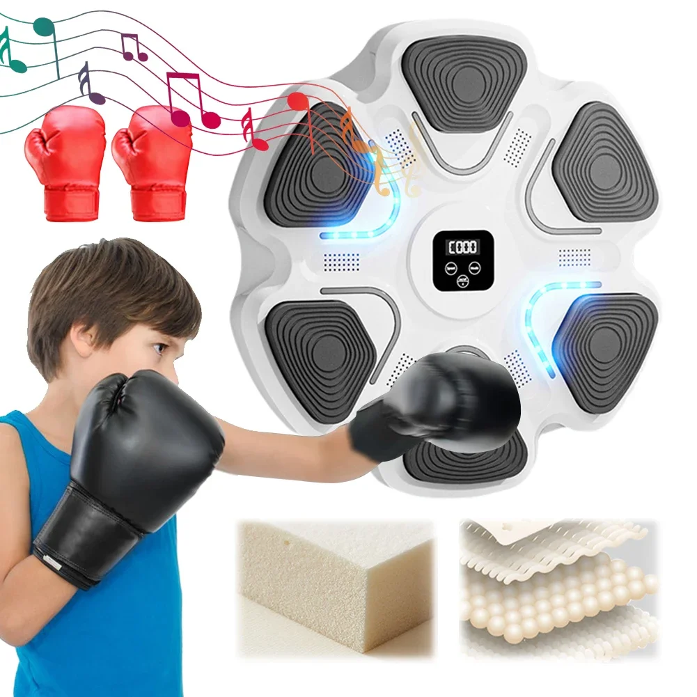 Music Boxing Machine Boxing Reaction Wall Target Type C USB Charging Music Puncher Wall Mounted with Gloves for Home Gym