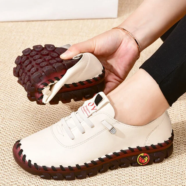 Sneakers Women Shoes Platform Loafers Lace Up Leather Flat Slip-On New Spring Casual Mom Shoe Mujer Zapatos Chaussure Femme