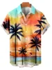 Summer Seaside Shirt For Men Women With Plant Palm Tree Pattern Print Design Short Sleeve Fashion Shirt Button Up Versatile Top 3