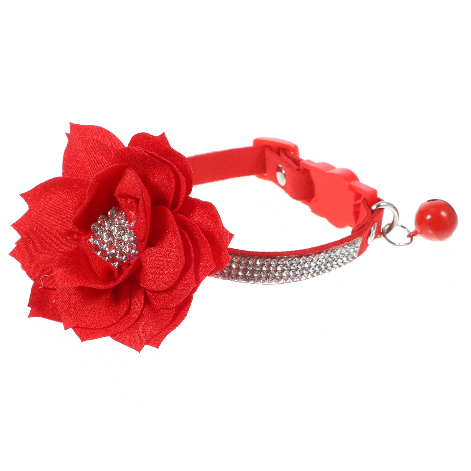 

Rhinestone Dog Collar Bling Cat Collar Flower Bell Adjustable Beaded Pet Necklace Collar Sparkling Puppy Neck Collar Small Pets