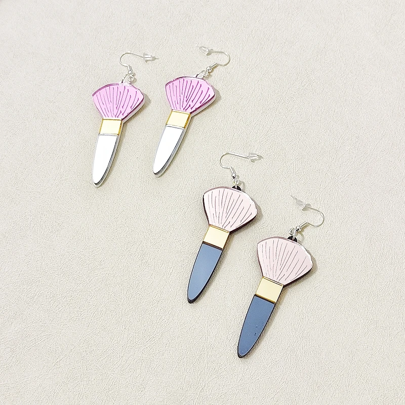 KUGUYS Make-up-Kosmetikpinsel-Ohrringe für Damen, Spiegel, Acryl, Schmuck, modisch, niedliches Zubehör, Geschenk für Sie – Detail 5