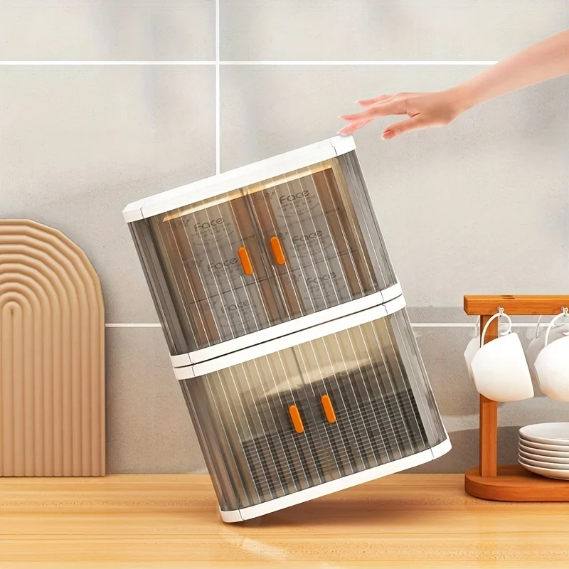 Foldable Storage Box 1/2pcs Large Capacity Storage Bin Stackable Organizers Trunk Double Door Workstation Finishing Artifact storage box self adhesive storage box transparent storage box storage organizer lockable storage box bag organizer