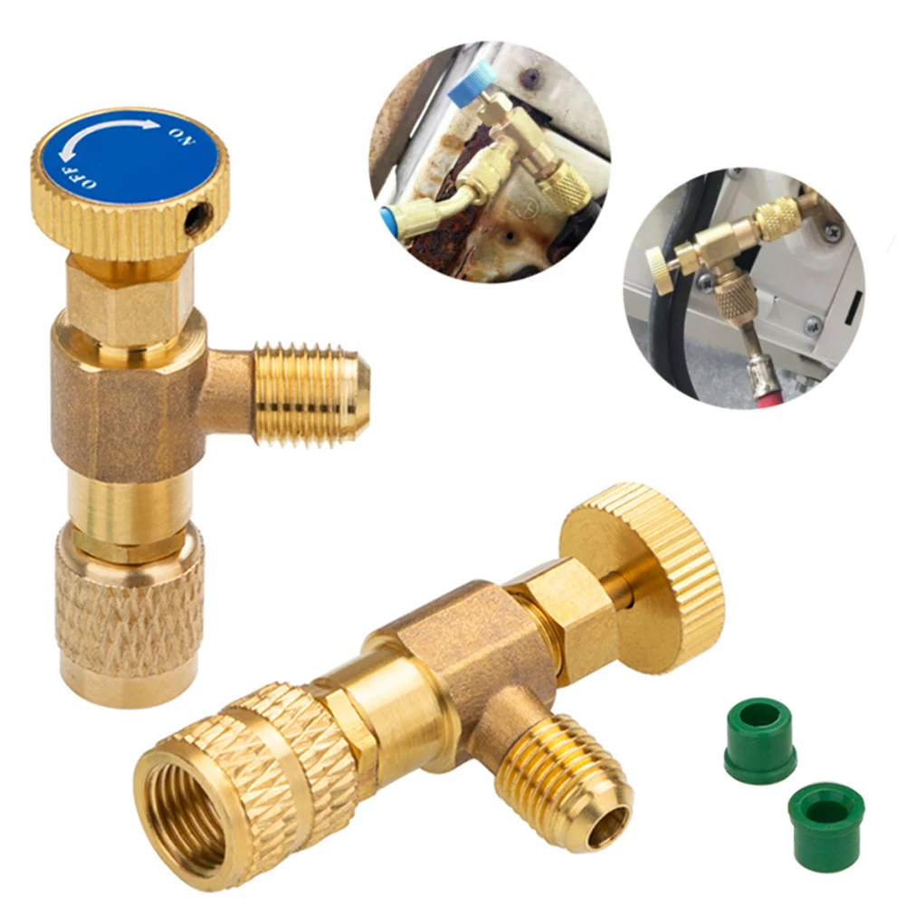 Air Conditioning Refrigerant Safety Valve R410A R22 1/4  Refrigeration  Charging Safety Liquid Adapter Hand Tool Parts