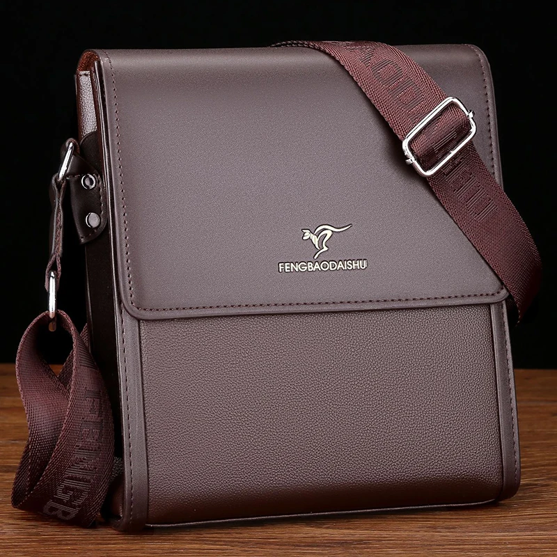 Shoulder Bag For Men PU Leather Porter Briefcase Cross Business Messenger Designer Luxury Crossbody Side Phone Bag Pouch Husband