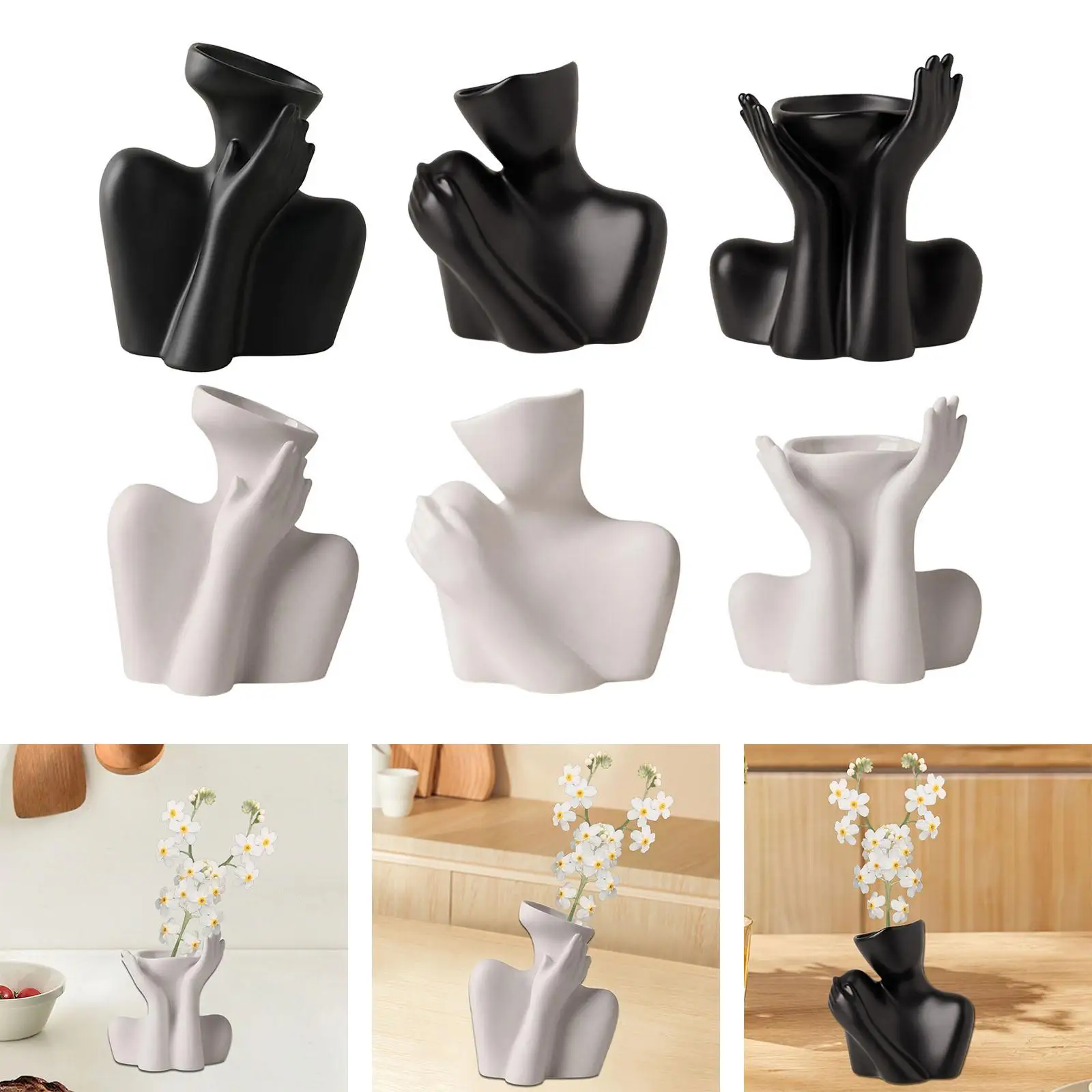 Ceramic Vase Container Portable Decor Accessories Plant Holder for Kitchen Wedding Desktop Dried Flower Arrangement Living Room