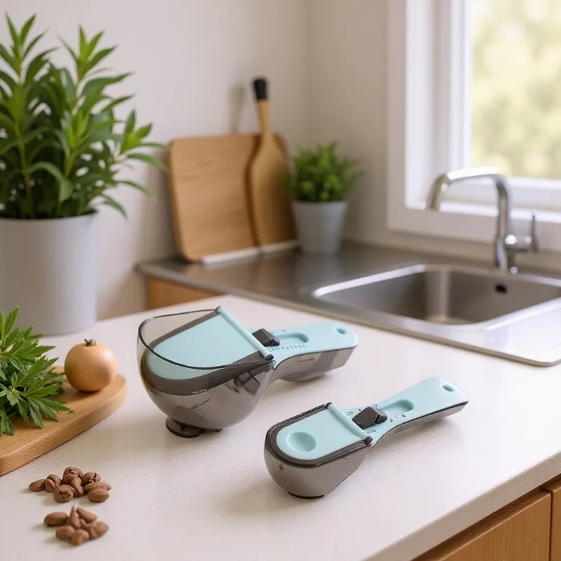 Adjustable Pet Metering Spoon with Plastic Measuring Pet Scoops Cups for Pet Accessories Cat Food Spoon Dog Food Gram Spoon