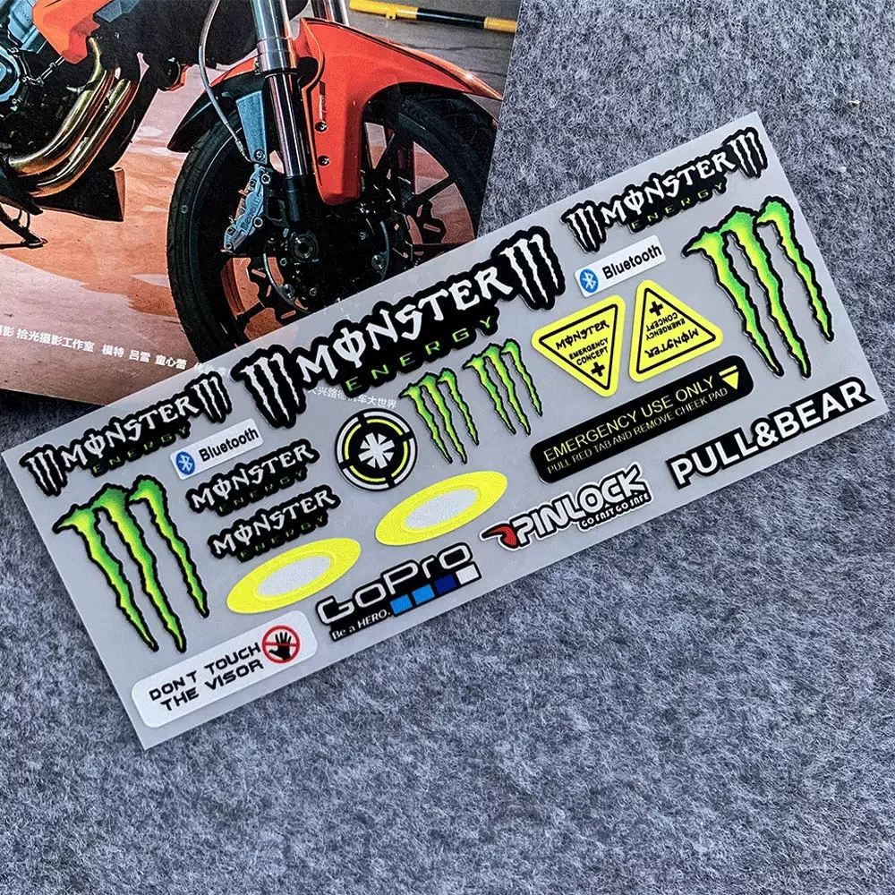 Reflective Motorcycle Side Strips Stickers Motorbike Sponsor Logo Decor Decals For Helmet Lenses Tank Tail Box Exhaust Pipe