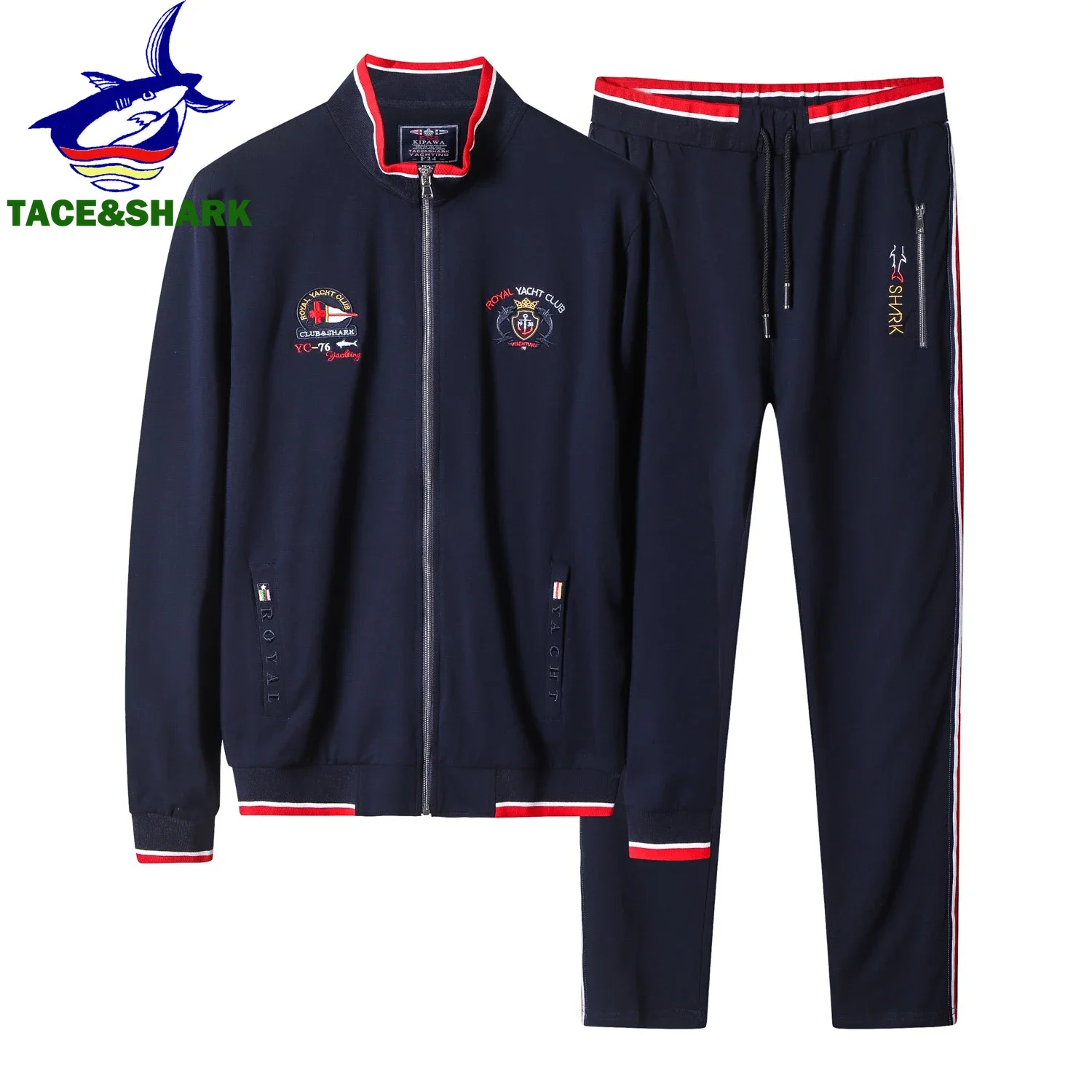 High Quality Embroidery Fashion Tracksuit Autumn Men's Sportswear Two Piece Set Brand Clothing Jacket Sweatpants Sweatsuit 3