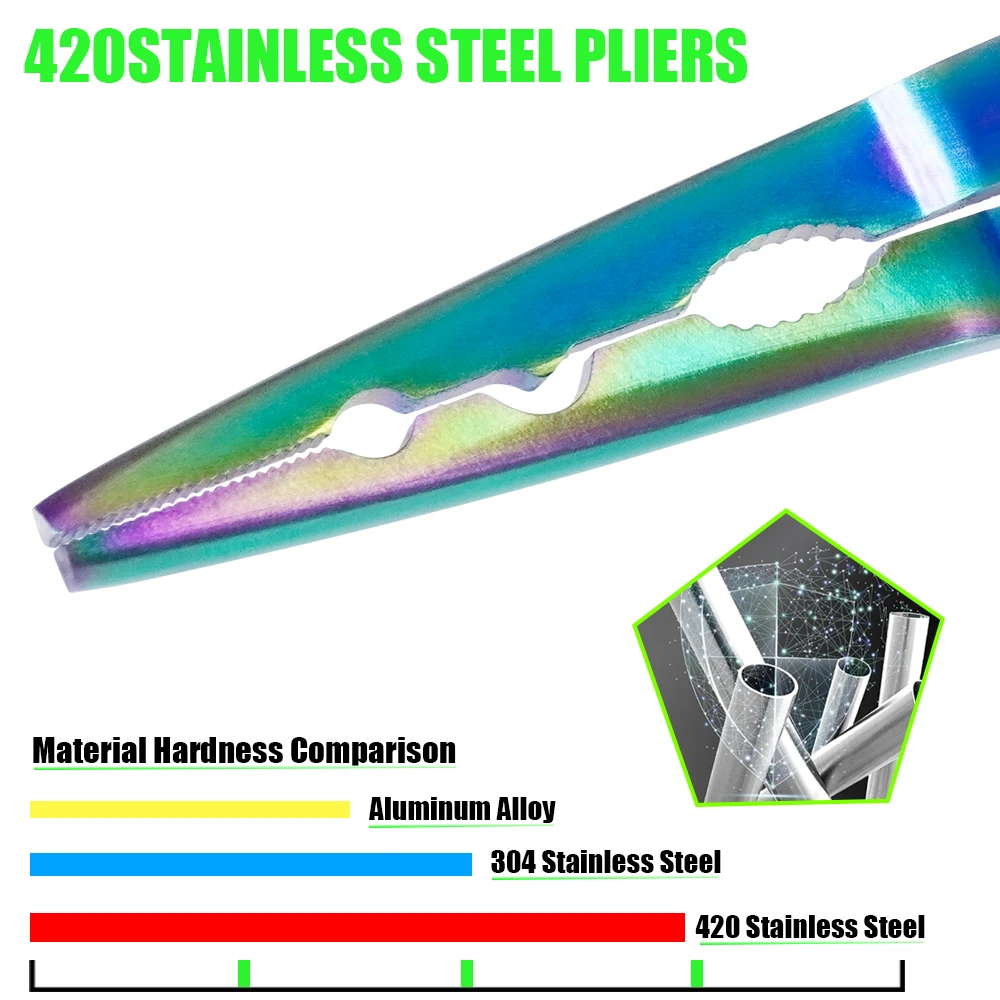 길어지는 다기능 낚시 펜치 420 스테인레스 스틸 태클 기어 가위 후크 리무버 바다 야외 도구 라인 커터