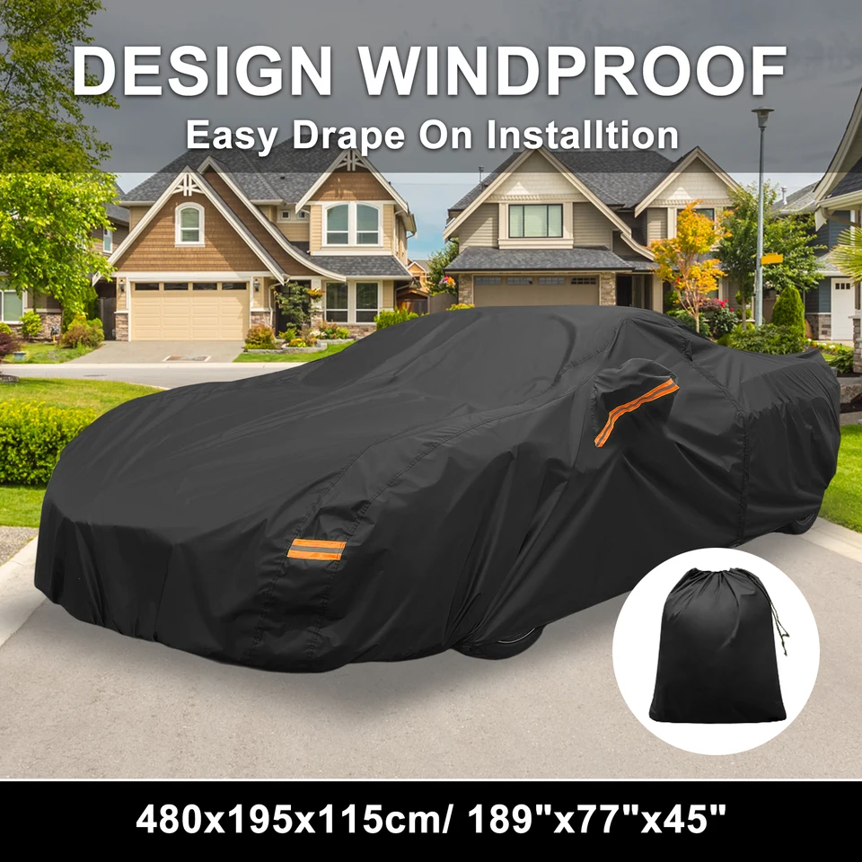 Waterproof SUV Car Cover - All Weather Heavy Duty With Zipper Door, Windproof Straps & Reflective Strips