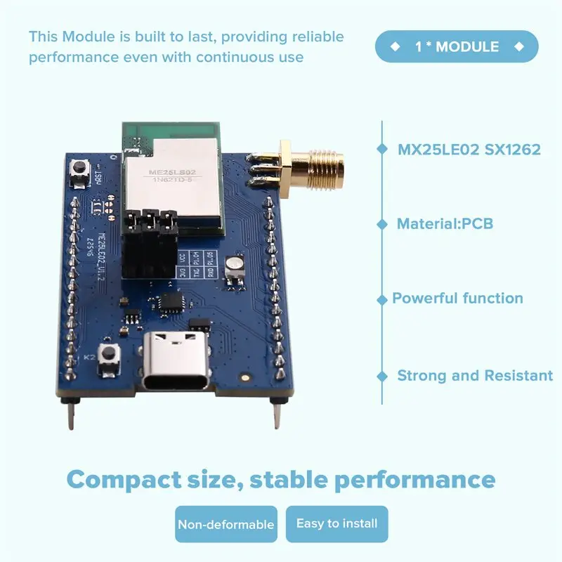 MX25LE02 SX1262 NRF54L15 PCB 안테나 Lorawan BLE 6.0 장거리 콤보 RF 모듈용 Uart 무선 및 RF Lora 모듈용