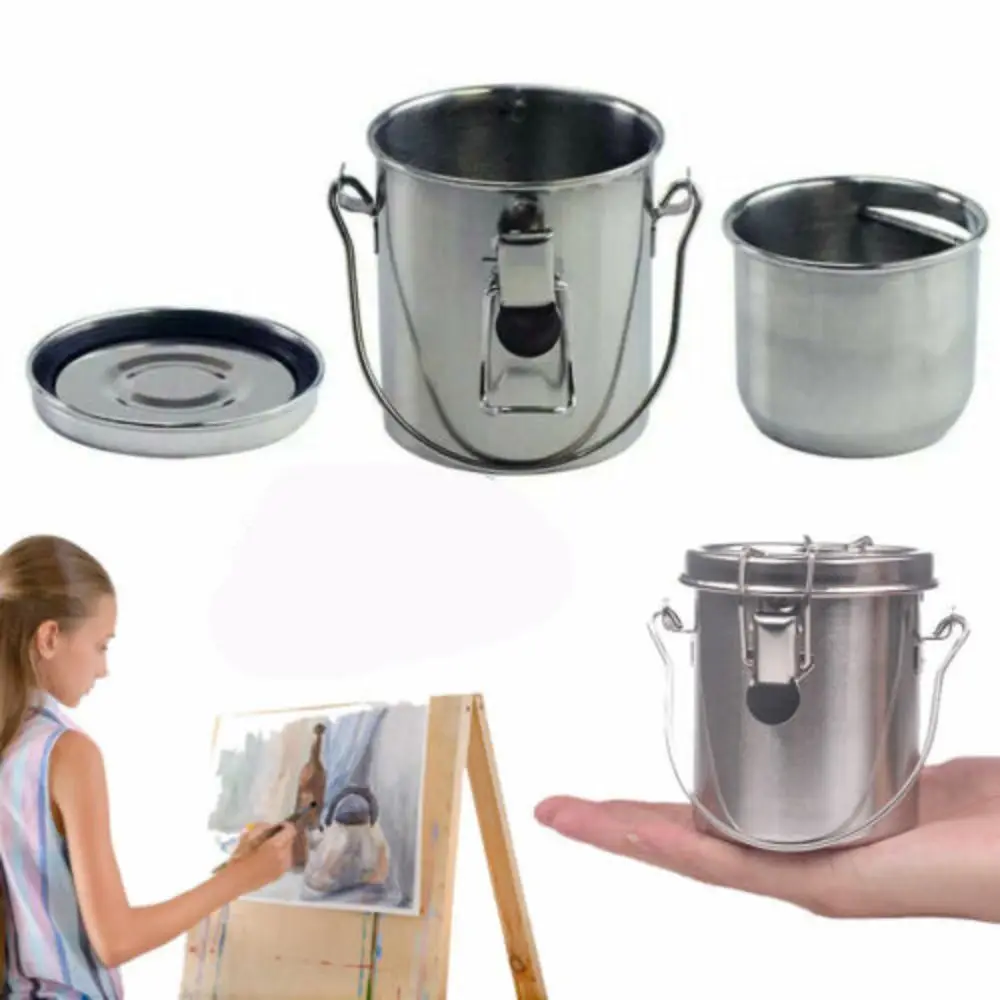 

Stainless Steel Oil Paint Brush Washer Leak-Proof with Removable Filter Screen Artist Brush Cleaner Double Dipper 3.54*2.76in