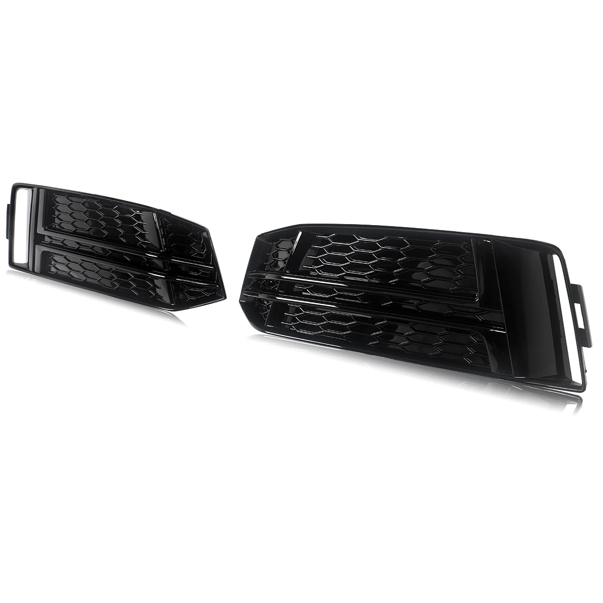 MAGICKIT For Audi A4 S4 B9 S-Line 2016-2018 Black Honeycomb Front Fog Light Grille Cover CAR Accessories Gloss Black