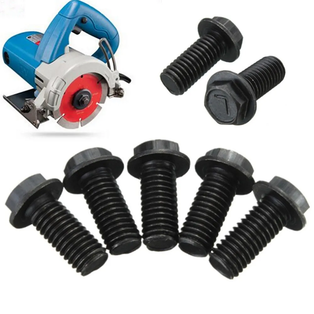 5pcs Metal Screw Saw Blade Bolt M8 Left Hand Thread Hex Flange For Cutting Machine Tool Parts Black Saw Blade Screw Replacement