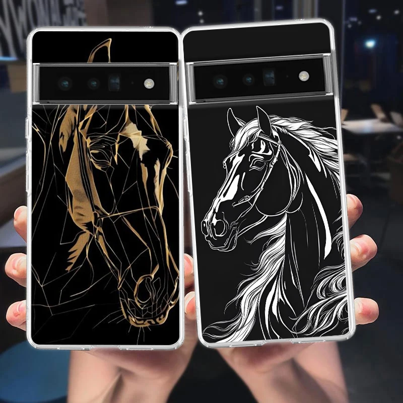 Elegant Brown Horses Transparent Phone Case - Clear Cover