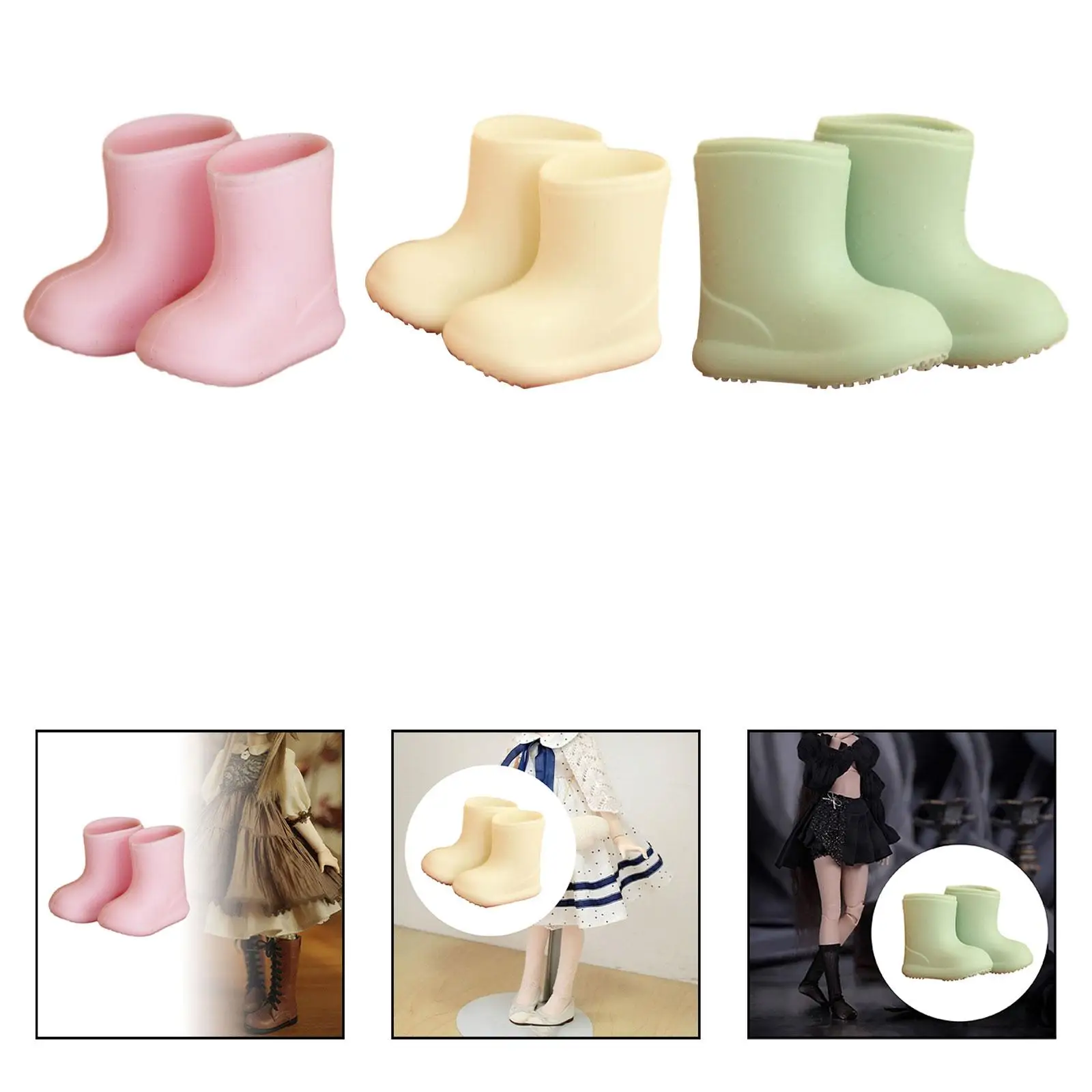 Doll Rain Boots Shoes Doll Accessories for 1/12 Doll Cute Waterproof Sturdy Ob11 Doll Shoes Soft Simulation Stylish Miniature