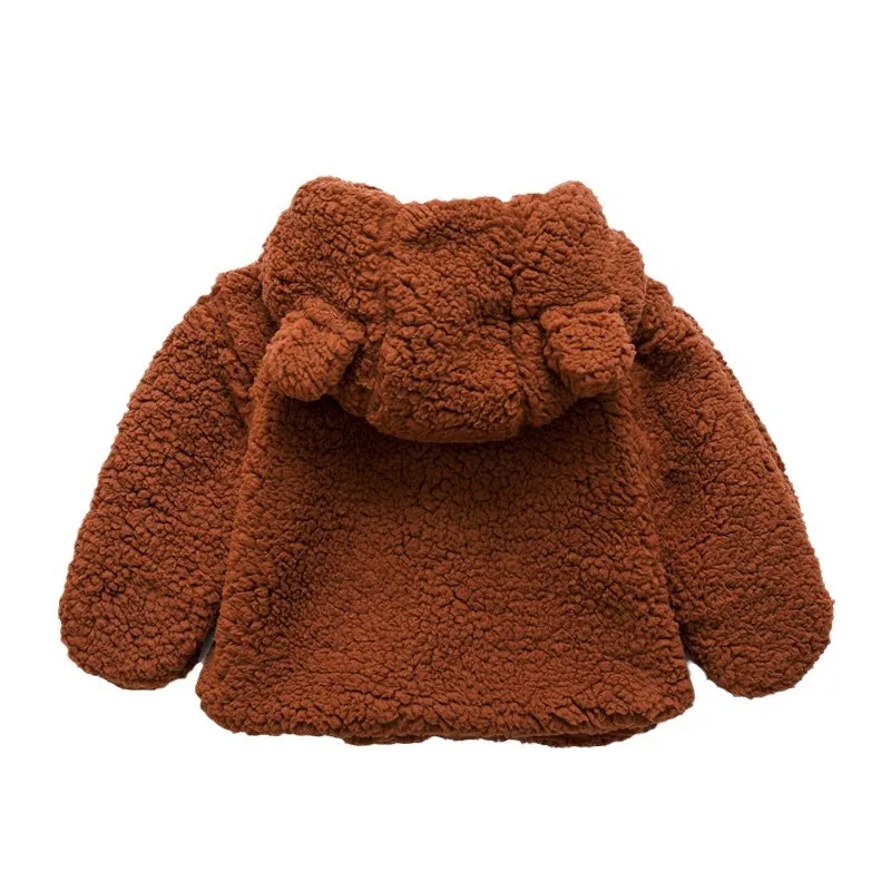 Baby Boy Chamarra Autumn Winter Thick Lamb Wool Chamarras faux fur Coat Kids Hoodies Outerwear Cartoon Bear flannel Coats Ropa
