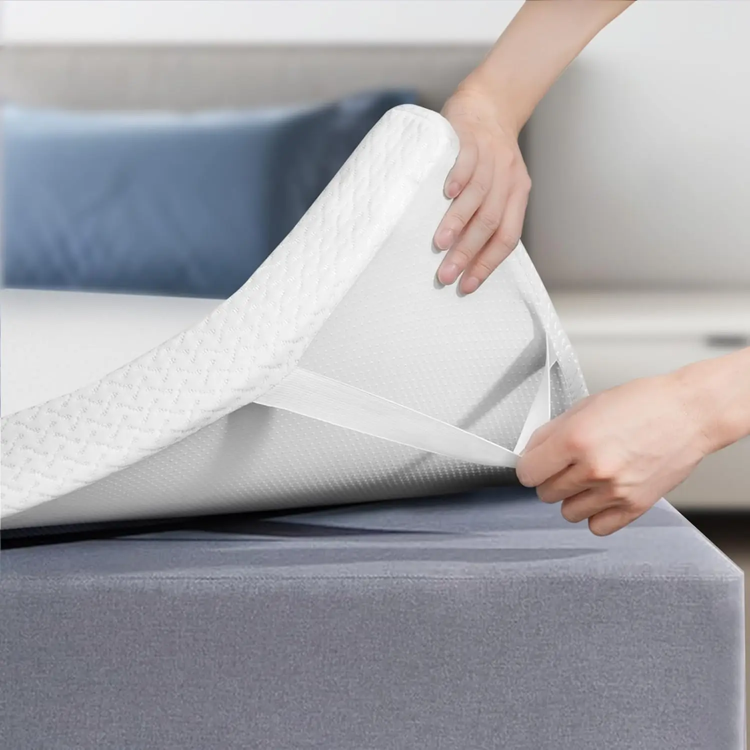 FRIDEKO Coprimaterasso 90x200 cm, 5 cm Memory Foam Gel, H2/H3, Fodera Lavabile, per Box Spring e Divano letto