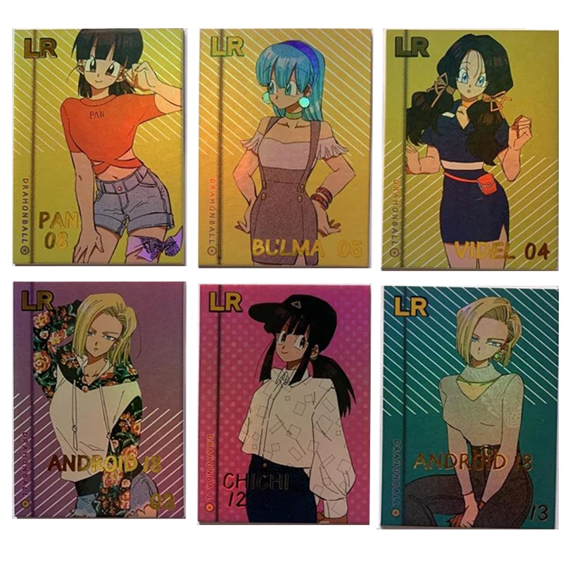 

Anime Dragon Ball Son Goku Son Gohan Bulma Android 18 Master Roshi Lr Gr Card Rare Cards Children's Toys Birthday Gifts